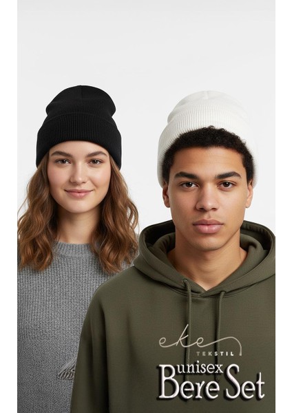 Unisex Katlamalı BEYAZ,SİYAH 2'Lİ Bere Seti EKEBERESETİ2LİYENİ indirimleri