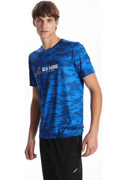 Yeni Sezon Bisiklet Yaka Kısa Kollu Real Madrid Baskılı Erkek Taraftar Tişört