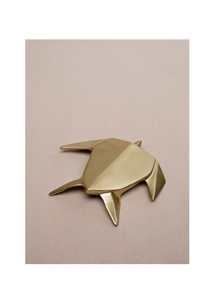 Origami Kaplumbağa Şeklinde Mat Pirinç Dekoratif Obje 9x9 cm fiyatları