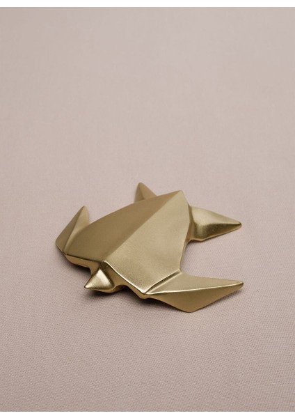 Origami Kaplumbağa Şeklinde Mat Pirinç Dekoratif Obje 9x9 cm modelleri