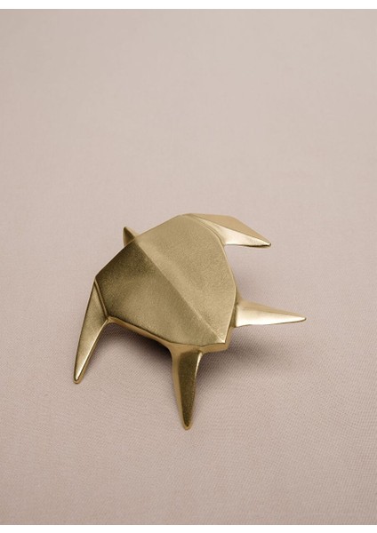 Origami Kaplumbağa Şeklinde Mat Pirinç Dekoratif Obje 9x9 cm fırsatları