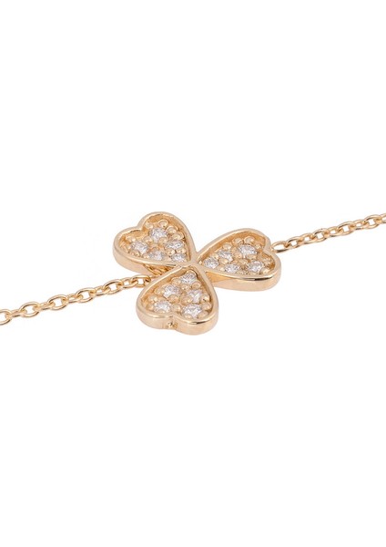 Yonca Pırlanta Taşlı 14 Ayar Altın Unisex Bileklik fiyatları