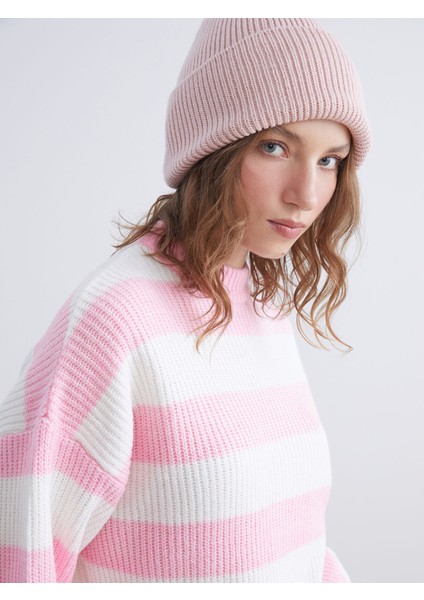 Yeni Sezon Bisiklet Yaka Çizgili Oversize Kadın Triko Kazak modelleri