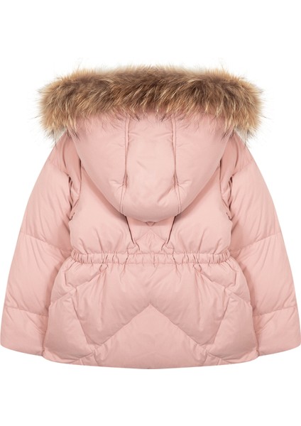 Somon Rengi Kapüşonlu Kız Çocuk Doudoune Mont fiyatları