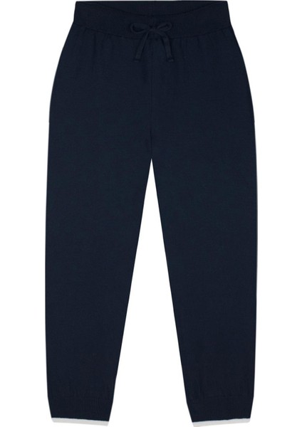 Lacivert Beyaz Detaylı Triko Erkek Çocuk Eşofman Takımı modelleri