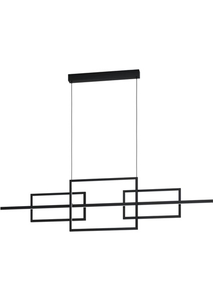 Puebla Siyah Dökme Çelik Iç Mekan LED Sarkıt Lamba