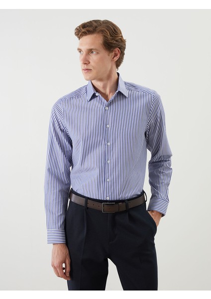 Yeni Sezon Slim Fit Uzun Kollu Çizgili Poplin Erkek Gömlek fiyatları