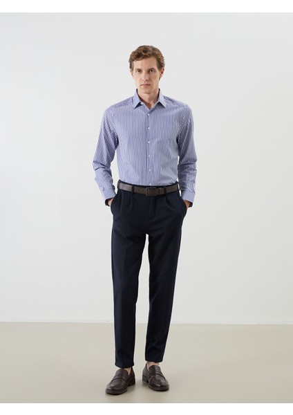 Yeni Sezon Slim Fit Uzun Kollu Çizgili Poplin Erkek Gömlek modelleri