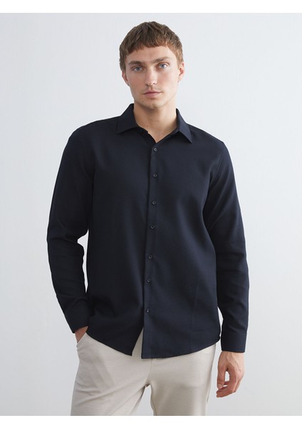 Yeni Sezon Slim Fit Uzun Kollu Armürlü Erkek Gömlek