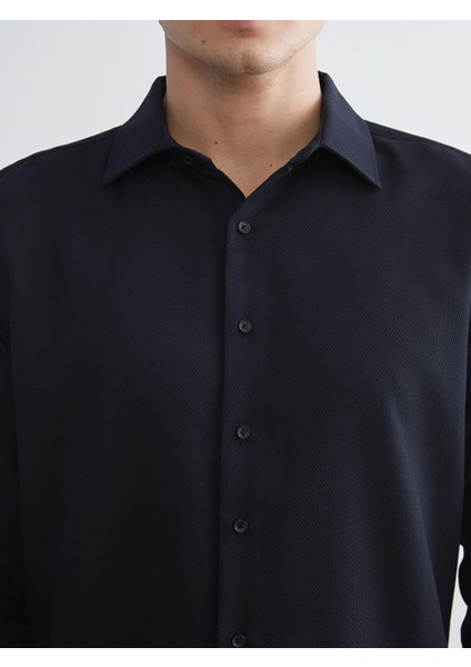 Yeni Sezon Slim Fit Uzun Kollu Armürlü Erkek Gömlek modelleri