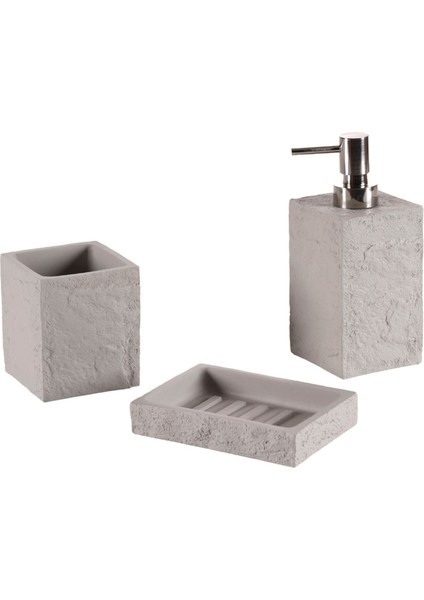 Terra Gri Polirezin 3'lü Banyo Seti