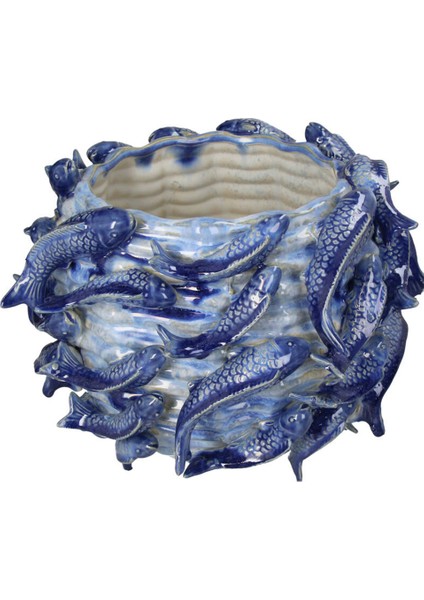 Marine Fish Mavi Seramik Dekoratif Obje