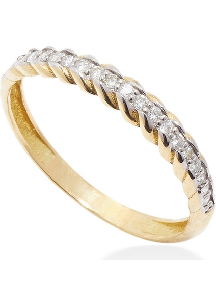 Pırlanta Detaylı Kadın Altın Yüzük