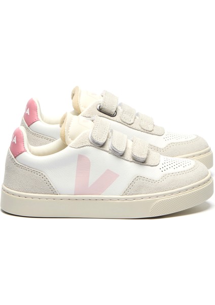 Small V-90 Beyaz Pembe Çocuk Deri Sneaker