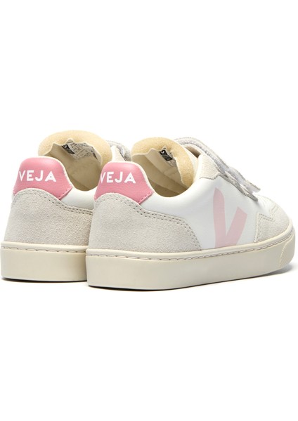 Small V-90 Beyaz Pembe Çocuk Deri Sneaker modelleri