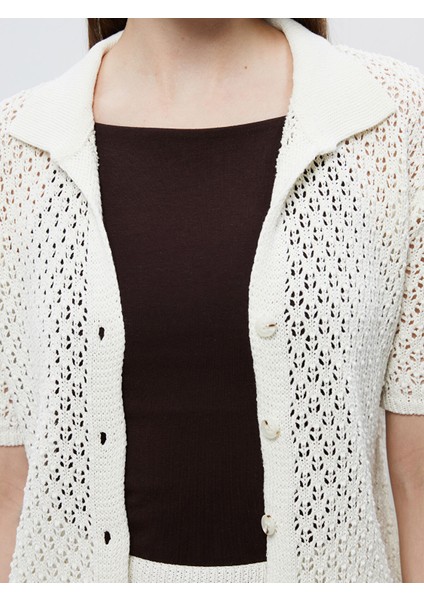 Yeni Sezon Gömlek Yaka Ajurlu Kadın Triko Hırka modelleri