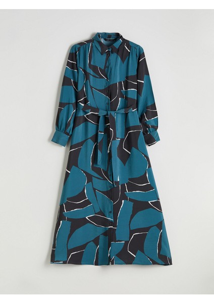 Yeni Sezon Modal Karışımlı Desenli Gömlek Elbise indirimleri