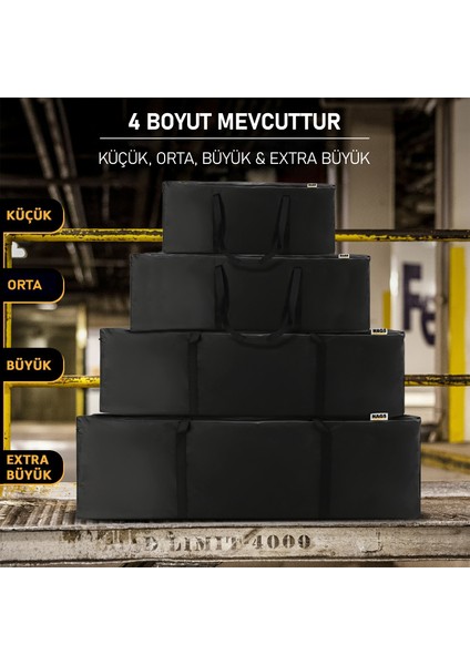 Taşıma Çantası, Dayanıklı Spor, Kamp Malzemeleri Çantası, Hurç, Valiz, 55L Küçük Boy - Siyah