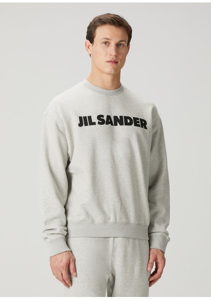 Gri Logo Baskılı Sweatshirt