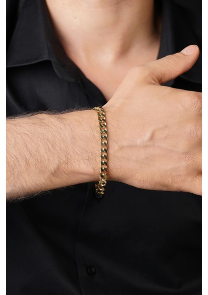 14 Ayar Altın Gurmet Zincir Erkek Bileklik 6.80 mm