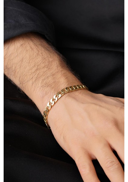 14 Ayar Altın Gurmet Zincir Erkek Bileklik 6.80 mm fiyatları