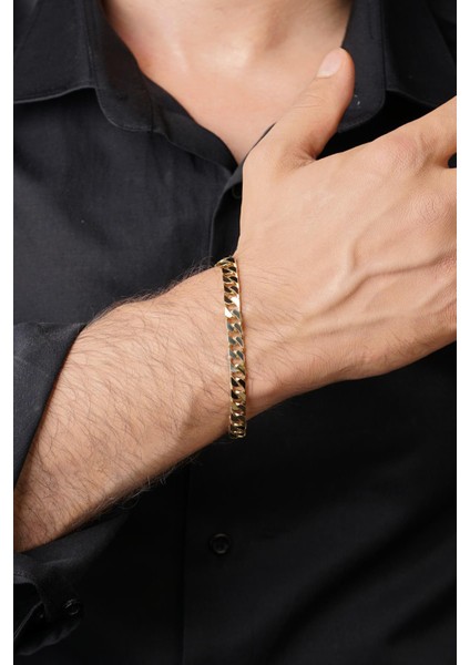 14 Ayar Altın Gurmet Zincir Erkek Bileklik 6.80 mm modelleri