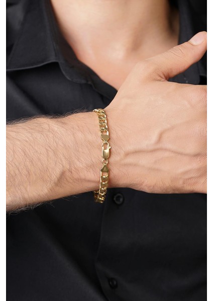 14 Ayar Altın Gurmet Zincir Erkek Bileklik 6.80 mm fırsatları