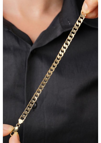 14 Ayar Altın Gurmet Zincir Erkek Bileklik 6.80 mm indirimleri