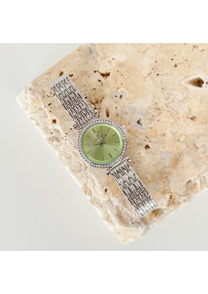 Quasar Gümüş Yeşil Saat