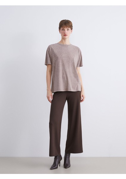 Yeni Sezon Bisiklet Yaka Taşlı Kadın Tişört fiyatları