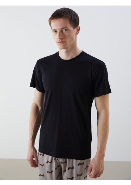 Yeni Sezon Bisiklet Yaka Kısa Kollu Erkek Pijama Üst