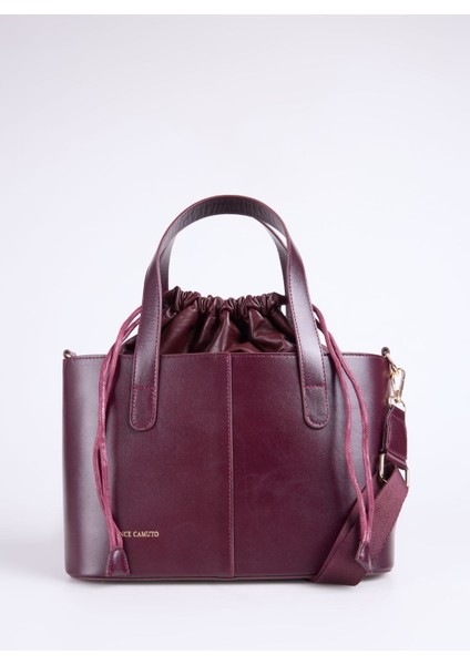 Deri Bordo Kadın Tote Çanta Velma-Terrı