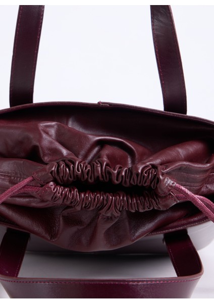 Deri Bordo Kadın Tote Çanta Velma-Terrı fırsatları