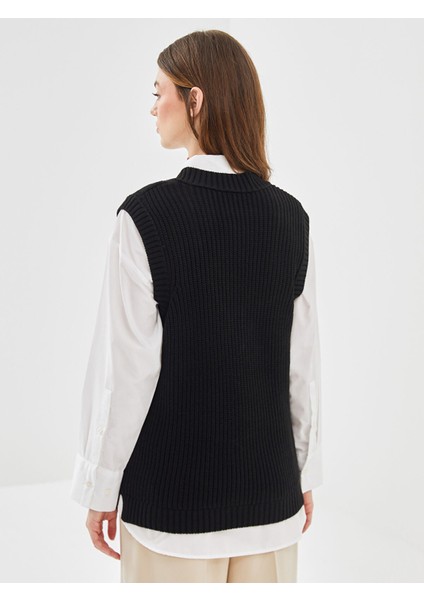 Yeni Sezon V Yaka Düz Oversize Kadın Triko Süveter fırsatları