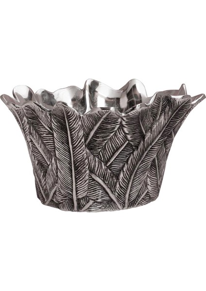 Feather Bucket Gümüş Dekoratif Obje