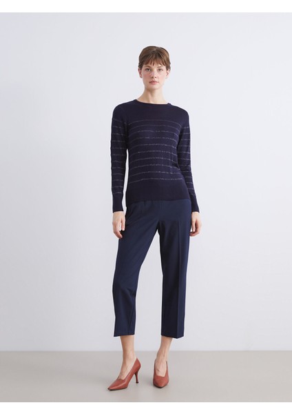 Yeni Sezon Bisiklet Yaka Çizgili Kadın Triko Kazak modelleri