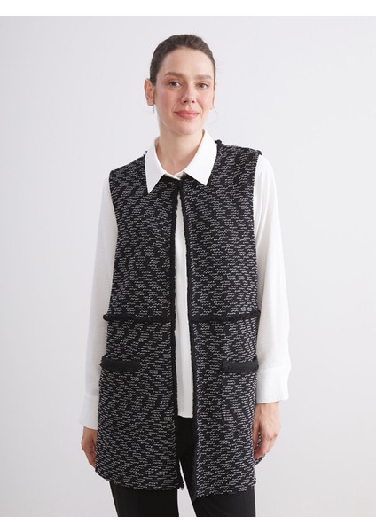 Yeni Sezon Bisiklet Yaka Desenli Kadın Yelek