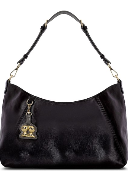 Elan Siyah Kadın Deri Omuz Çantası