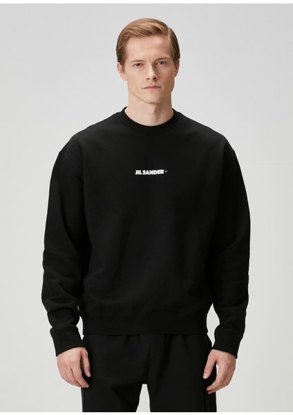 Siyah Logo Baskılı Sweatshirt
