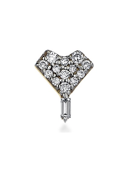 Heart Full Of Diamonds Mini Pırlanta Taşlı 14 Ayar Altın Tek Kadın Küpe modelleri