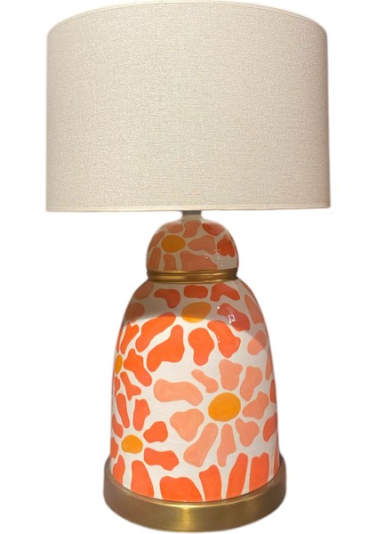 Flora Krem Seramik Abajur