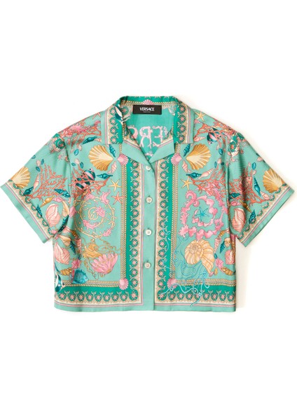 Çok Renkli Kısa Kollu Kız Çocuk Ipek Gömlek