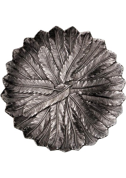Feather Tray Gümüş Alüminyum Dekoratif Obje