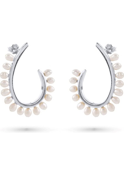 Nyela 925 Ayar Gümüş Kadın Inci Küpe