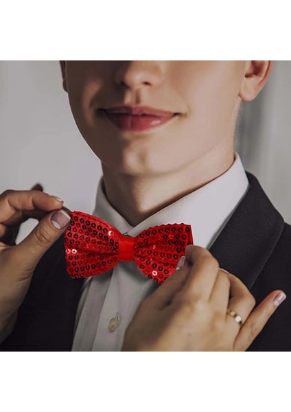 Gece Işıltısı Kırmızı Payetli Pullu Papyon 7x2 cm (4887) indirimleri