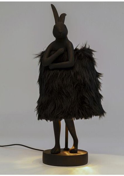 Animal Rabbit Fur Siyah Gold Masa Lambası fırsatları