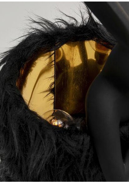 Animal Rabbit Fur Siyah Gold Masa Lambası