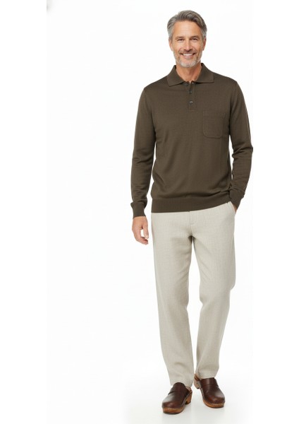 Erkek Kazak Premium Yün Tarzı Klasik Polo Yaka Düğmeli Cepli Rahat Tam Kalıp fiyatları