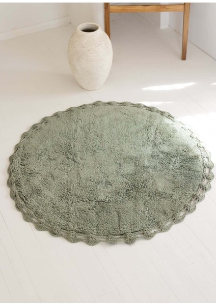 Luna Haki Pamuklu Yuvarlak Banyo Paspası 90 x 90 cm fırsatları