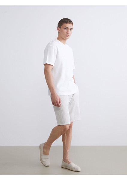 Yeni Sezon Standart Kalıp Çizgili Erkek Şort